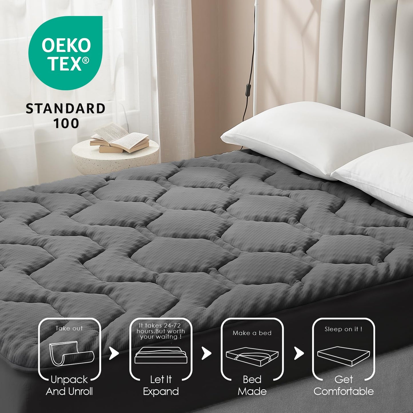 Topper saltea EHEYCIGA Gel 180x200 cm spuma cu memorie moale