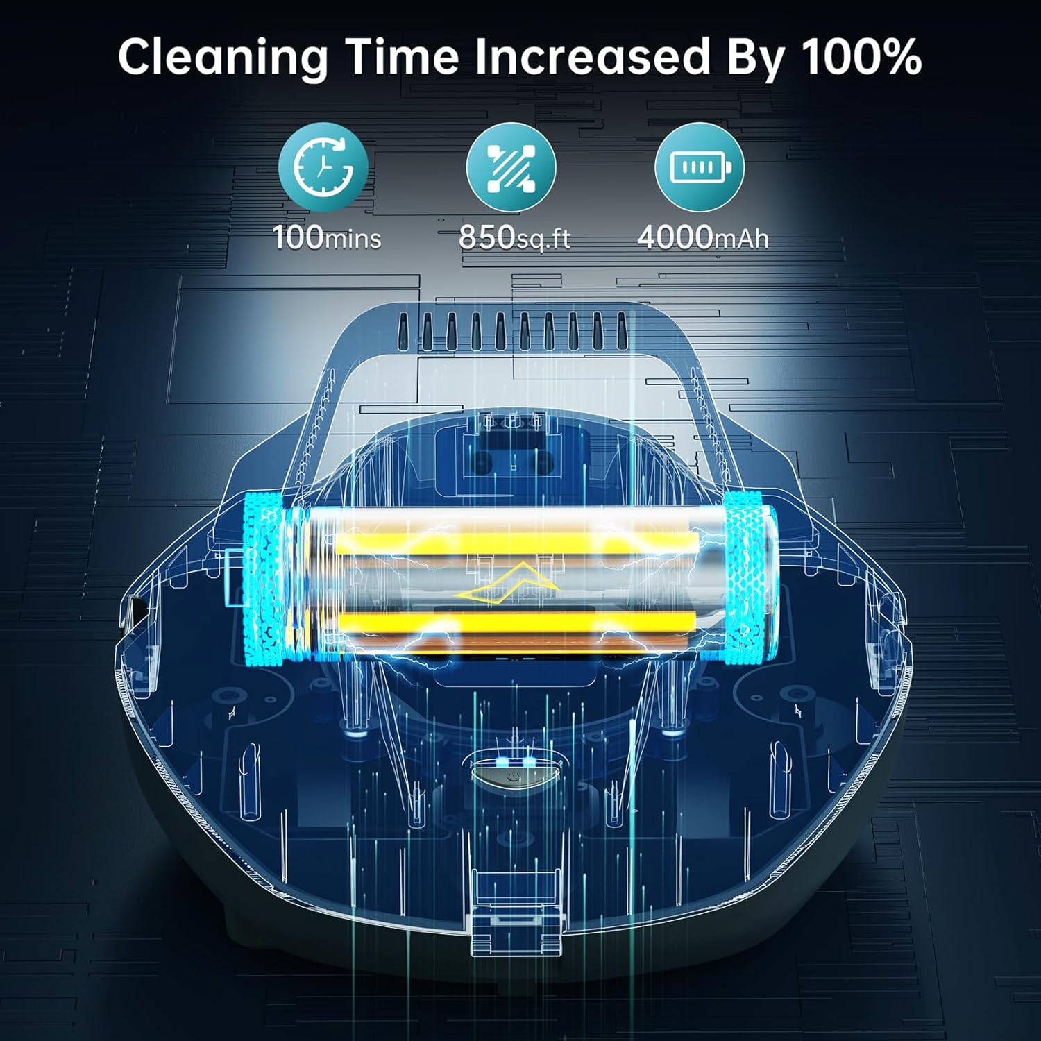 CoasTeering Pool Robot, 100 Minutes Strong Cleaning Power, Pool Vacuum Cleaner Battery with Dual Drive Motors, Self-Parking, One-Touch Start, Wireless Pool Robot for Pools up to 80 m² Floor Area