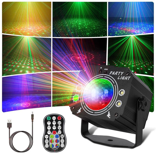 Proiector lumini disco 3 in 1 RGB UV LED URAQT, control remote