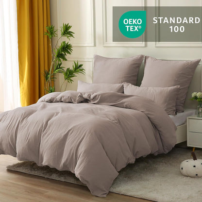 SOULFUL Double Muslin Bed Linen 200 x 200 cm Cotton, Bed Linen Sets 1 Duvet Cover with 2 Pillowcases 80 x 80 cm, Oeko-Tex Bed Linen Champagne Pink with Zip