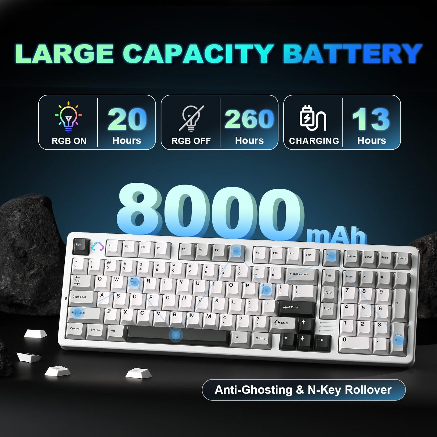 Tastatura mecanica YUNZII AL98 QMKVIA wireless 8000mAh RGB