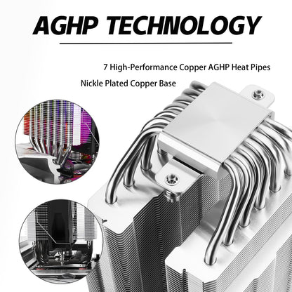 Phantom Spirit 120 SE ARGB CPU Air Cooler,7 Heat Pipes CPU Cooler,Dual 120mm TL-C12B-S V2 PWM Fan,AGHP 4.0 Technilogy,S-FDB Bearing,for AMD AM4 AM5/Intel 1700/1150/1151/1200/1851
