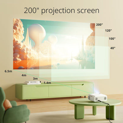 YOTON Y6 Bluetooth Projector 4K with Tripod, Projector Native 1080P 18000 Lumens, Bluetooth 5.2 Portable Home Video Movie Projector Compatible with iOS/Android/HDMI/USB/AV/SD Card, for Home Cinema