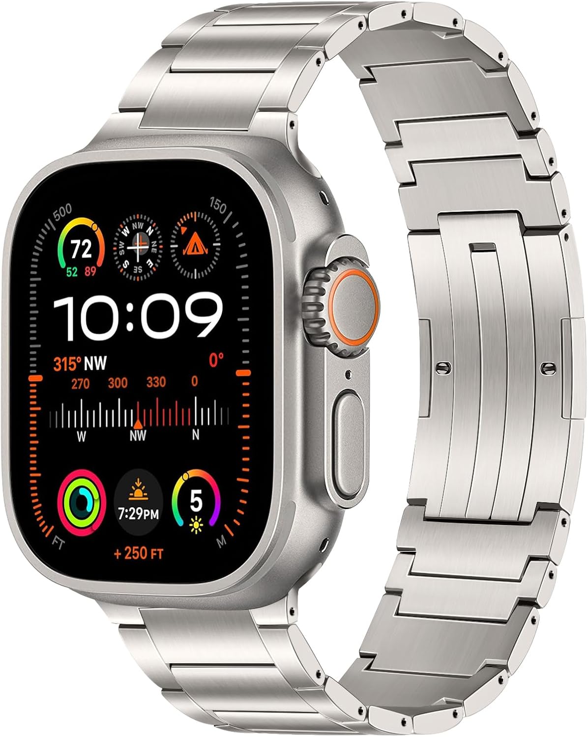 TRUMiRR 49 mm 46 mm 45 mm 44 mm 42 mm (Series 3 2 1) Compatible with Apple Watch Strap Titanium, Stainless Steel Link Bracelet Titanium Replacement Straps for iWatch Ultra 2/Ultra, Series 10/9/8/7/6/5