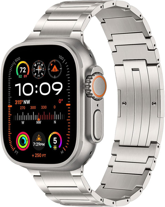 TRUMiRR 49 mm 46 mm 45 mm 44 mm 42 mm (Series 3 2 1) Compatible with Apple Watch Strap Titanium, Stainless Steel Link Bracelet Titanium Replacement Straps for iWatch Ultra 2/Ultra, Series 10/9/8/7/6/5