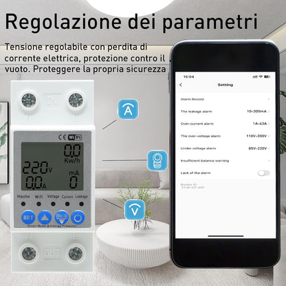 JOYELEC Smart WiFi Electric Meter Consumption Meter 63A 220V Real-time Monitoring, Time Switch Function, Overvoltage and Low Voltage Protection