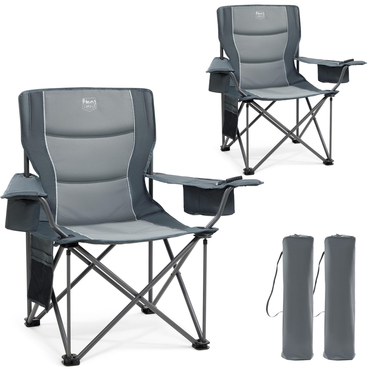 Set 2 Scaune camping TIMBER RIDGE 2 buc 200 kg sezut lat 63 cm