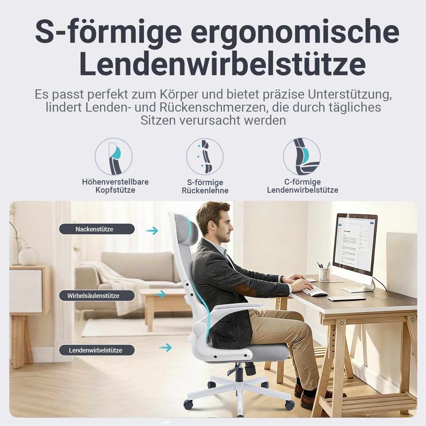 Scaun de birou MELOKEA CHAF018G ergonomic cu tetiera reglabila