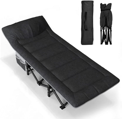 Pat pliabil de camping ATORPOK SHOP pentru adulti, 200 kg, negru
