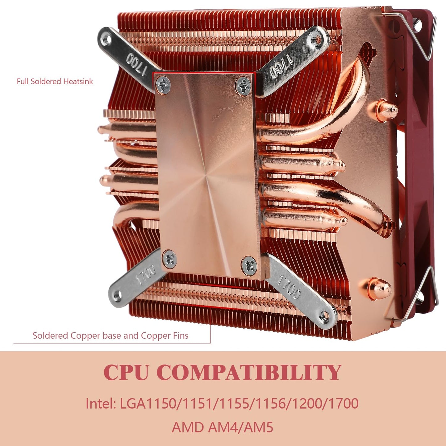 Thermalright AXP90-X53 Full Copper Cooler CPU Low Profile 53mm, Ventilator 2700RPM Silentios, Compatibil AM4/AM5/Intel 1700