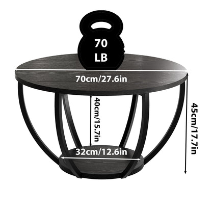 Masuta cafea HOMERECOMMEND rotunda cu depozitare 70 cm neagra