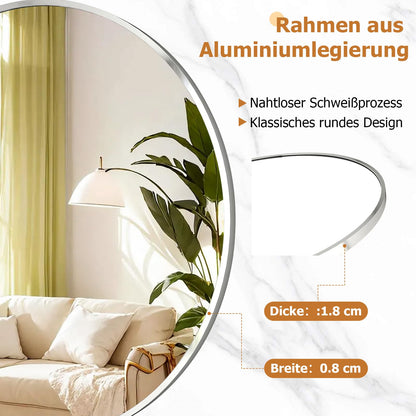 Oglinda Koonmi Rotunda 91 cm Cadru Aluminiu Argintiu Minimalist