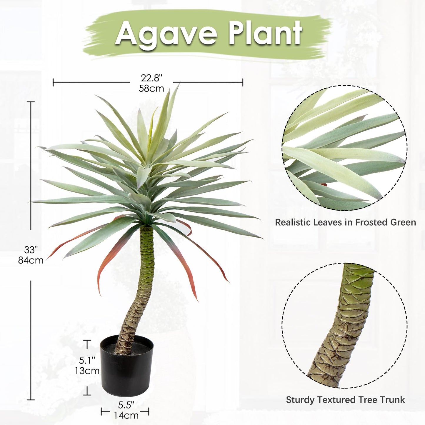 Planta artificiala Briful Agave 84 cm verde cu baza stabila