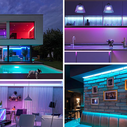 Set 12 profile LED Chesbung din aluminiu, forma U, 1 m, pentru benzi de pana la 16 mm, cu capac alb laptos, compatibil Philips Hue
