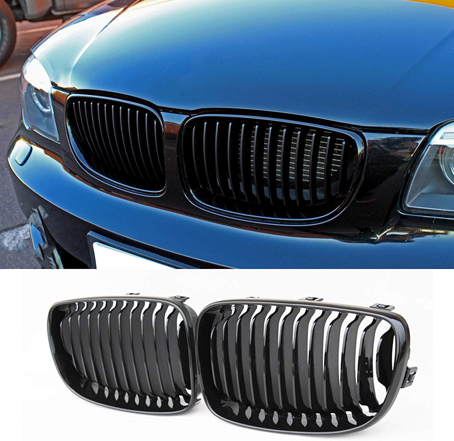2 x Black Gloss Front Grille for E81 E82 E87 E88 LCI 2008-2011
