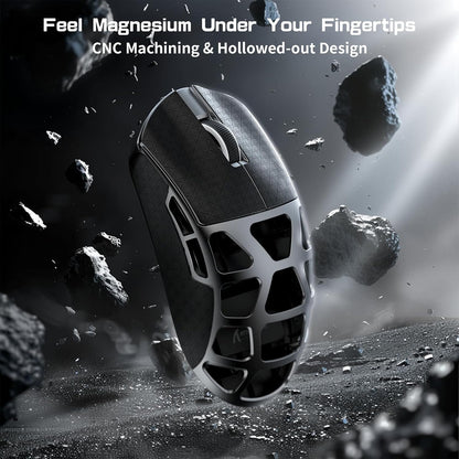 ATTACK SHARK R3PRO 46g Superlight Magnesium Alloy Mouse, 8000Hz Wireless Polling Rate, 26000 DPI, 2.4G/BT/Wired Gaming Mouse, PixArt PAW3395 Sensor G502, with Coiled Cable, PC/Mac, Grey