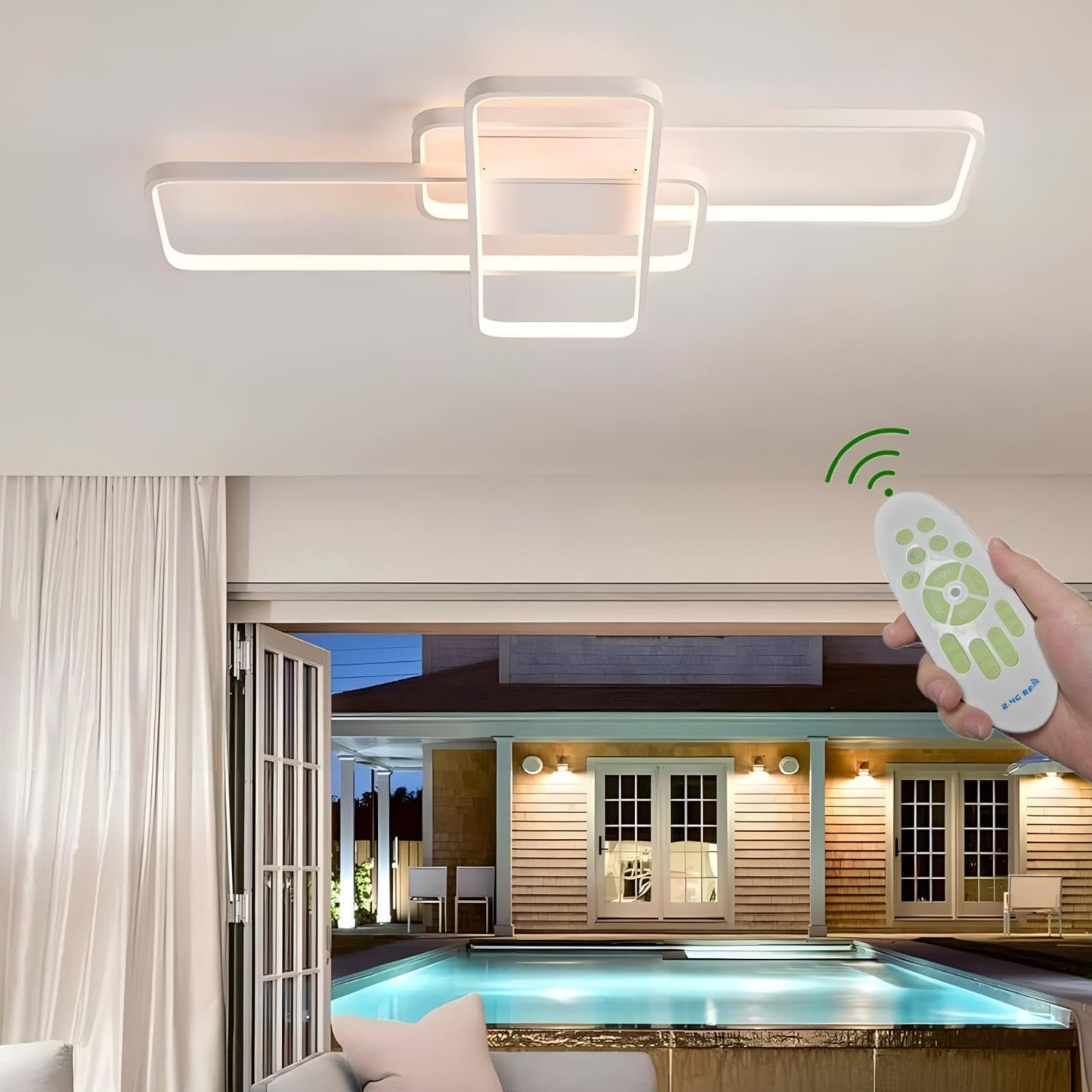 Plafoniera LED dimabila cu telecomanda 3 rame + functie night light
