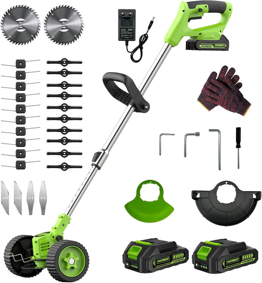 Motocoasa electrica WORKIT 3 in 1 800W cu 2 baterii 2.0Ah pentru gradina