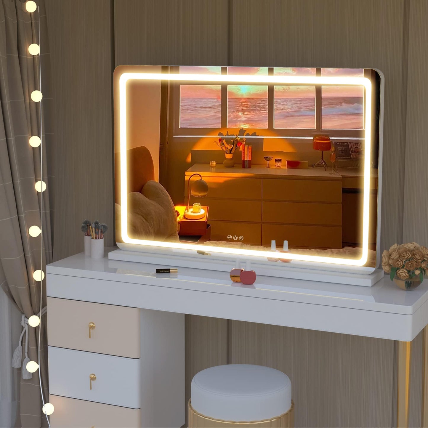 Oglinda cosmetica Hasipu 70x50 cm LED 3 moduri lumina touch