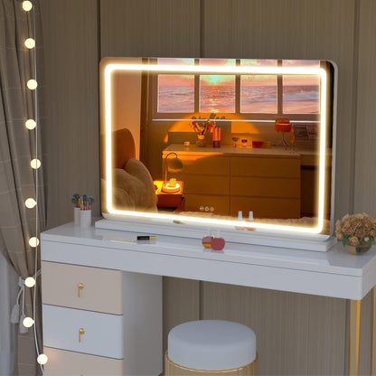 Oglinda cosmetica Hasipu 70x50 cm LED 3 moduri lumina touch