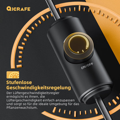 QiCrafe Rohrventilator 150mm Regelbar, 594m³/h Rohrlüfter mit Drehzahlregler, Abluftventilator Leise EC Motor Stufenlose Geschwindigkeitsregelung, 3m VDE Netzkabel Lüfter für WC Gewächshaus Garage