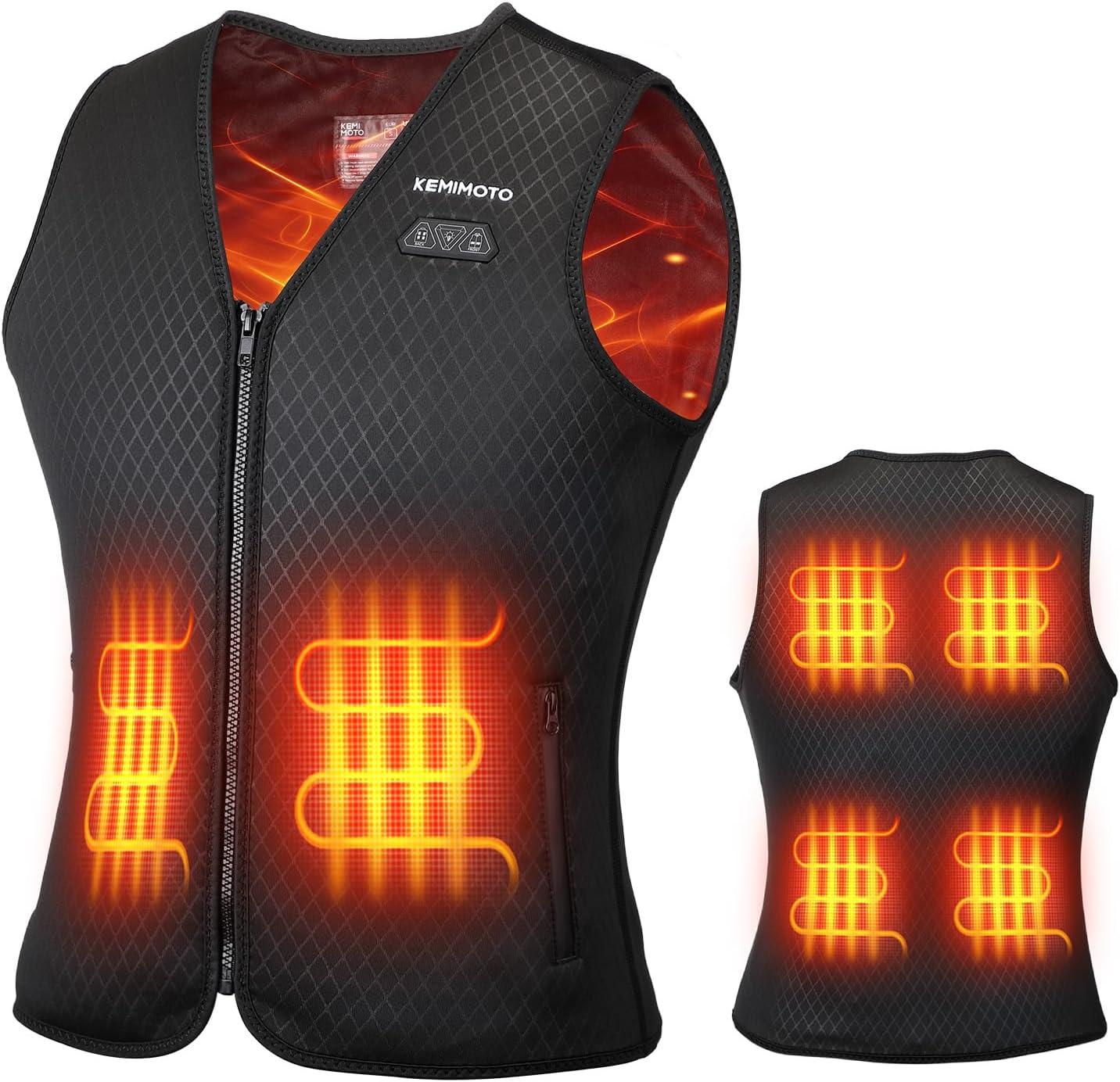 KEMIMOTO Heated Vest for Women, Heated Vest with 6 Heating Zones, 3 Adjustable Heat Settings, Electric Heating Vest Winter with USB, for Motorcycle, Outdoor, Camping, Skiing, Hiking