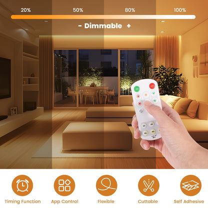 Banda LED COB 5 m 24V Wi-Fi App 3000K Alb Cald Dimmabila