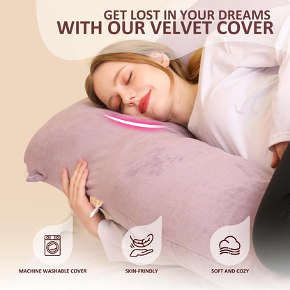 Perna Chilling Home Pregnancy Pillow U-Shaped Side Sleeper Purple Velvet