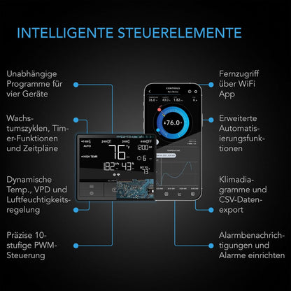 AC Infinity Air Filtration PRO Kit 100mm, Inline-Ventilator, Temperatur Luftfeuchtigkeit VPD Controller mit WiFi-App-Steuerung, Kohlefilter, Luftführung, Belüftungssystem für Wachstumszelte