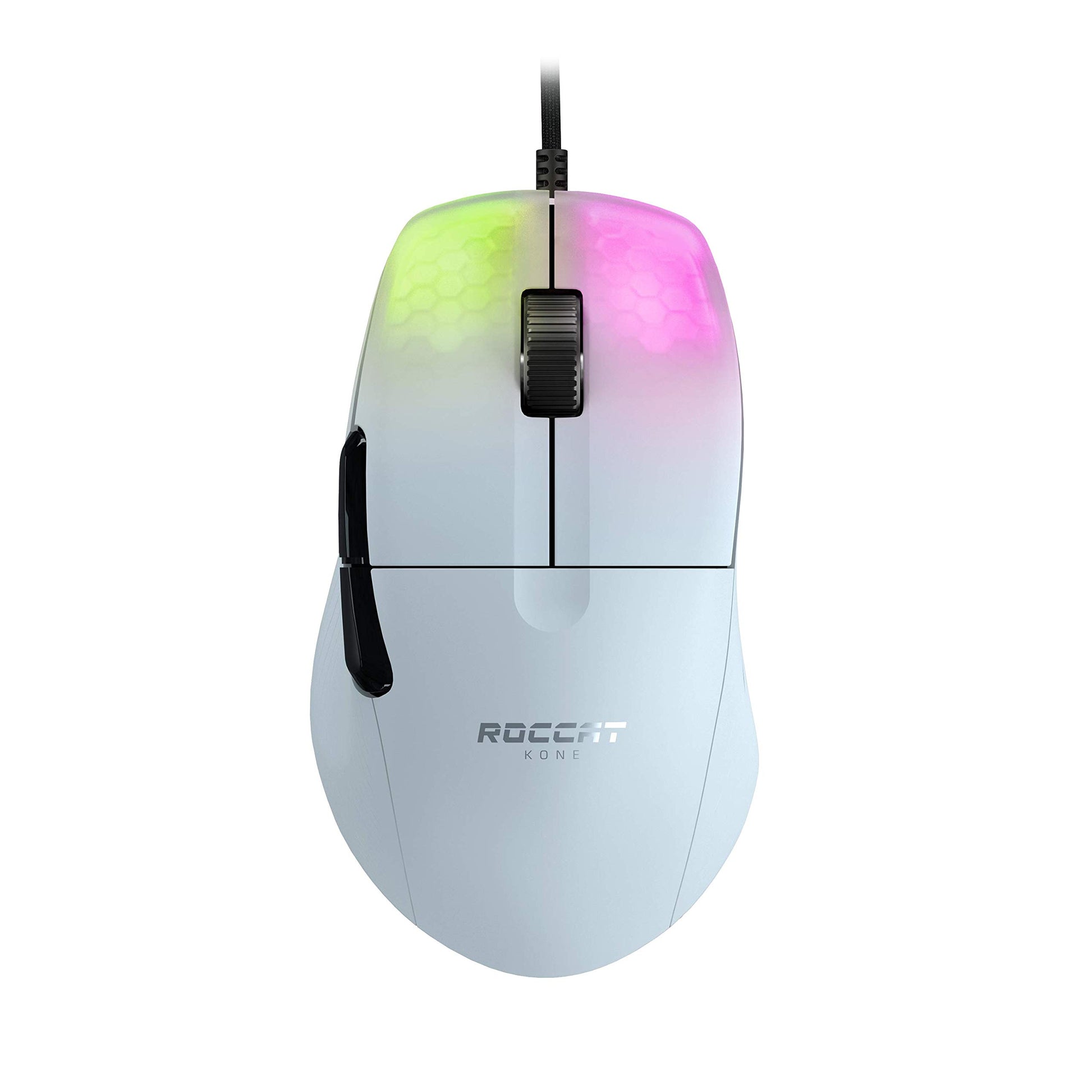 ROCCAT Kone Pro Air Gaming PC Wireless Mouse, Bluetooth Ergonomic Performance Computer Mouse with 19K DPI Optical Sensor, AIMO RGB Lighting & Aluminum Scroll Wheel, 100+ Hour Battery Life, White