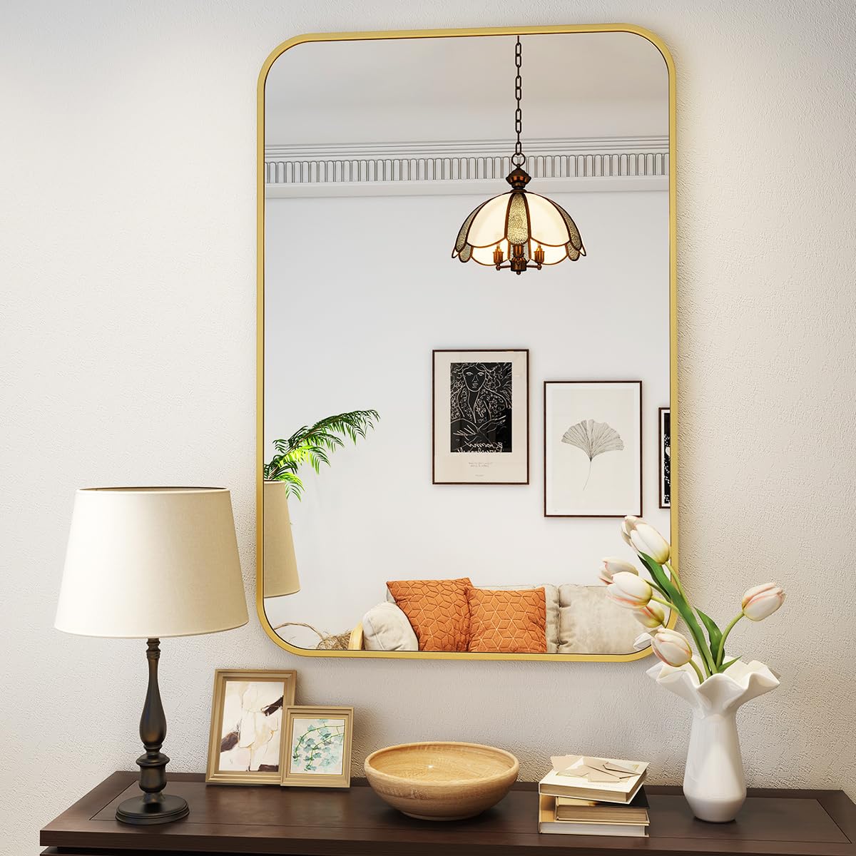 Oglinda Koonmi Gold 120x90 cm Nano Glass Cadru Aluminiu