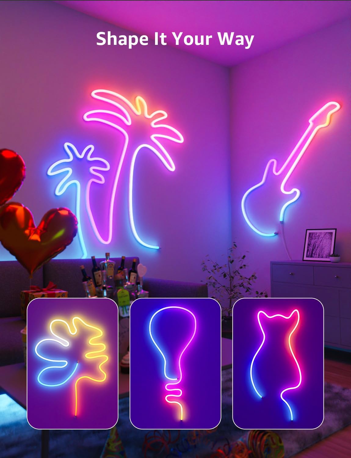 Lepro N1 AI Smart Rainbow Neon Light Strip 10M, 96 LEDs/M, Works with Alexa and Google Home, Music Sync, AI Lighting Design Assistant, IP65 LED Rope Light, MagicColor LED Lights, App & Voice Control