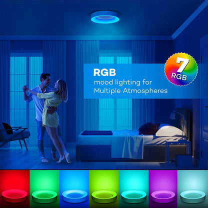 Matane LED Ceiling Light RGB Colour Changing Ceiling Light Dimmable with Remote Control 24 W Bulbs 3000 K - 6500 K for Teenager's Room Living Room Bedroom Children's Room Bathroom Kitchen Round 28 cm