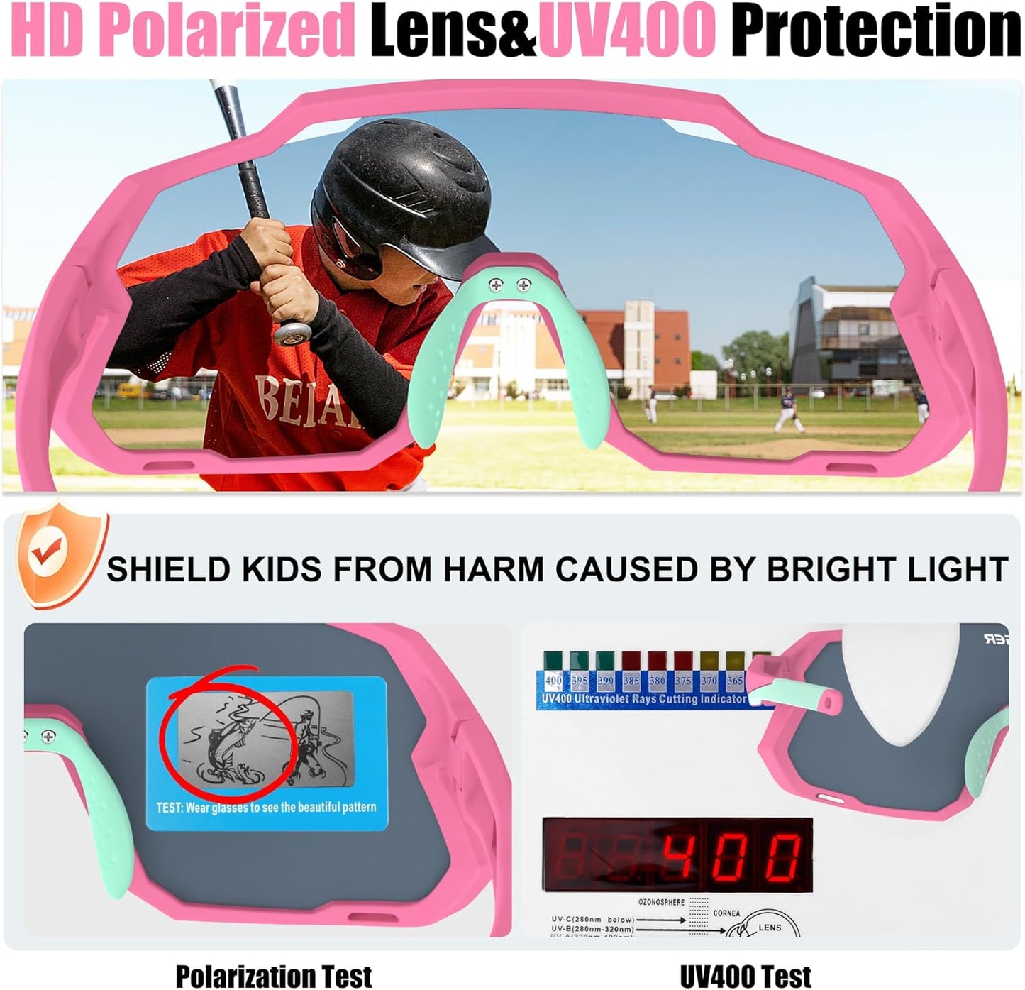 X-TIGER Children's Cycling Glasses Polarised Sports Glasses UV400 for Boys Girls Age 6-14 Years Outdoor Sports Sunglasses