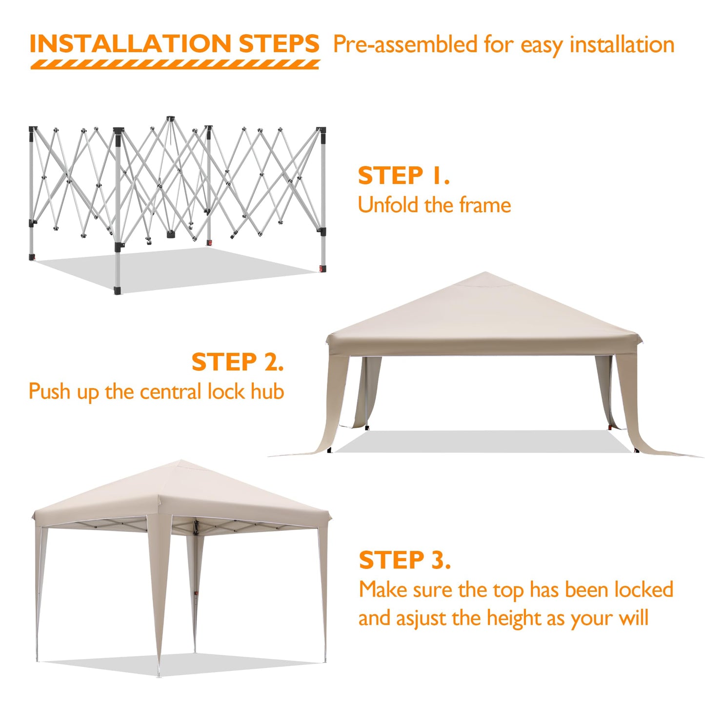 Gazebo BONTEC ZP01-FBA 3x3 m UPF 50+ rezistent la apa