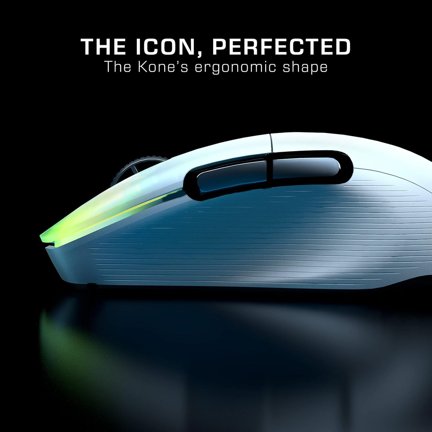 ROCCAT Kone Pro Air Gaming PC Wireless Mouse, Bluetooth Ergonomic Performance Computer Mouse with 19K DPI Optical Sensor, AIMO RGB Lighting & Aluminum Scroll Wheel, 100+ Hour Battery Life, White