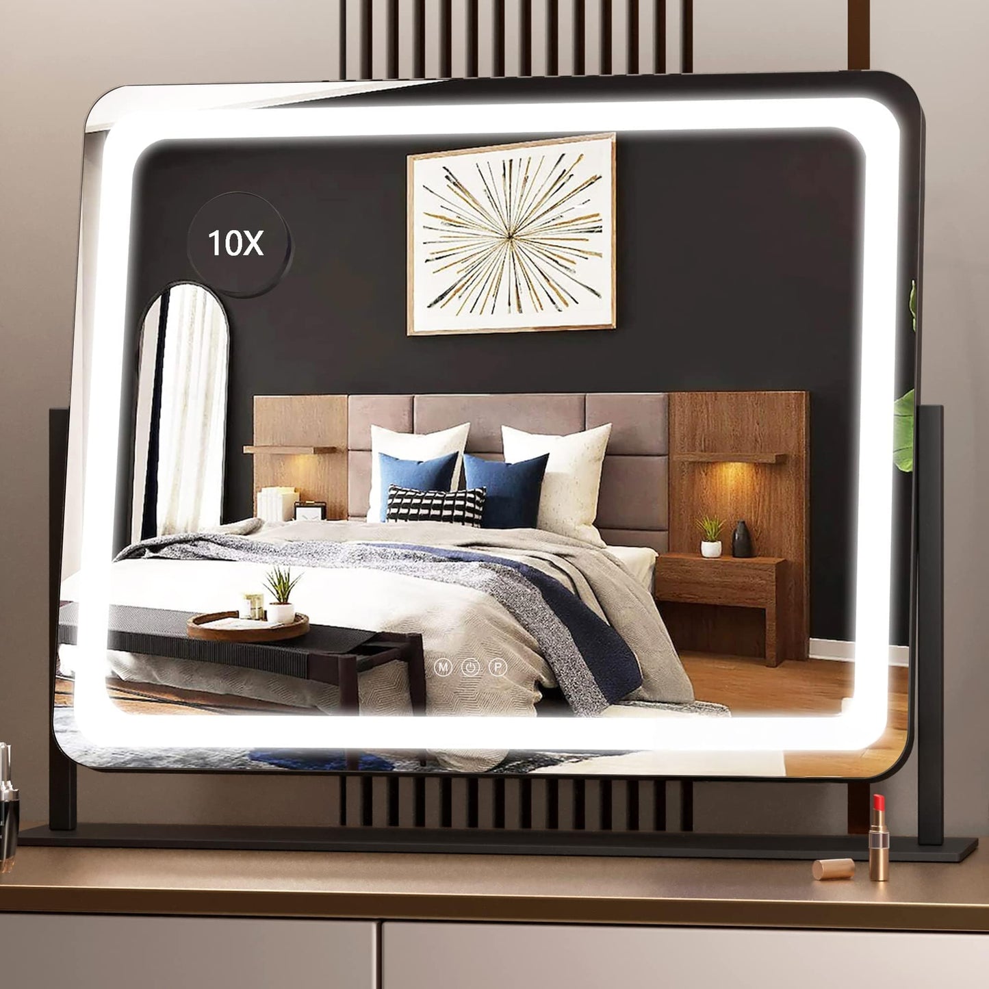 Oglinda cosmetica Hasipu 55x45 cm LED 10x, 3 temperaturi lumina