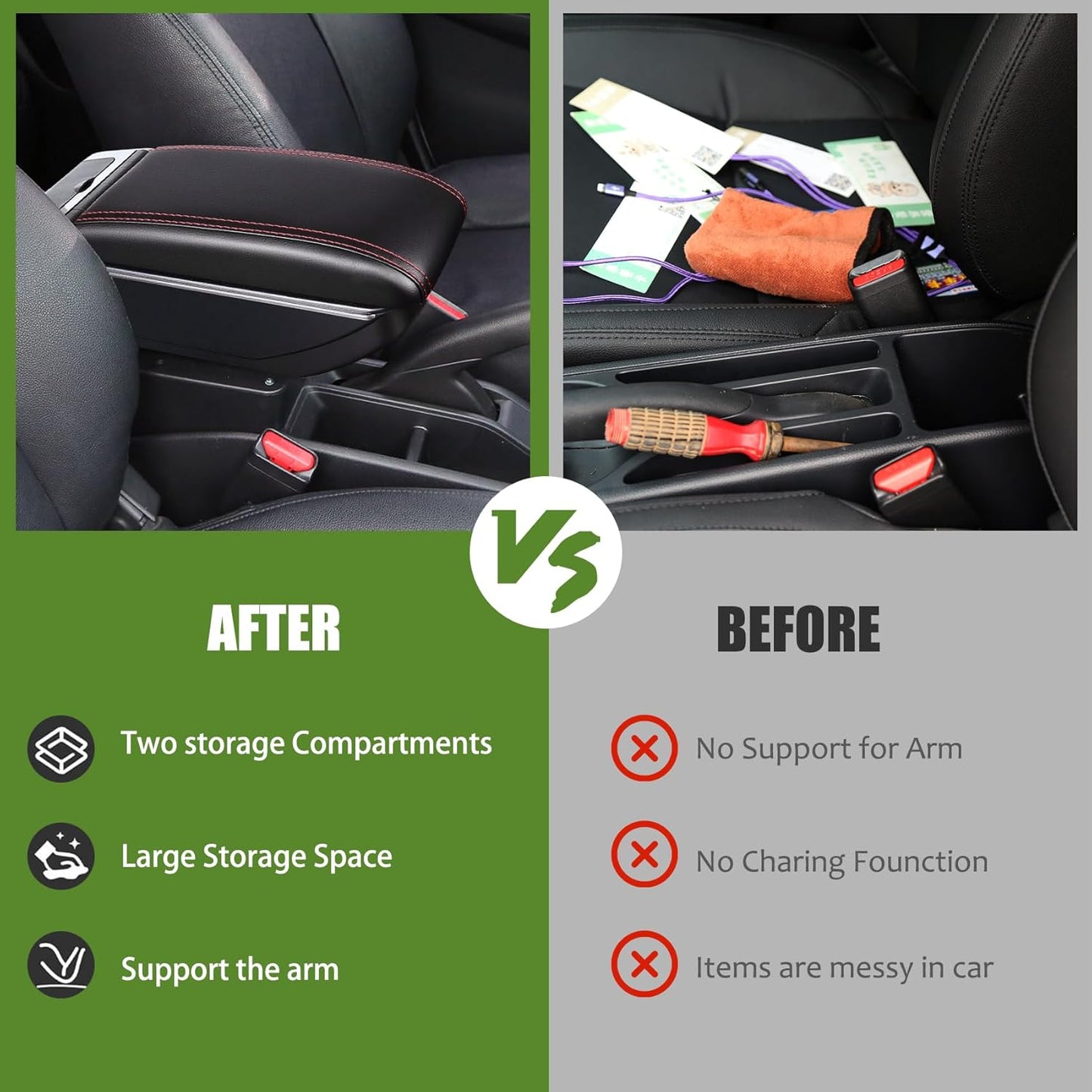 OYHCM Armrests for Volkswagen Polo VW Polo 9N 3 Central Armrest Arm Rest 2002-2009 Two-Layer Armrest Storage Compartment