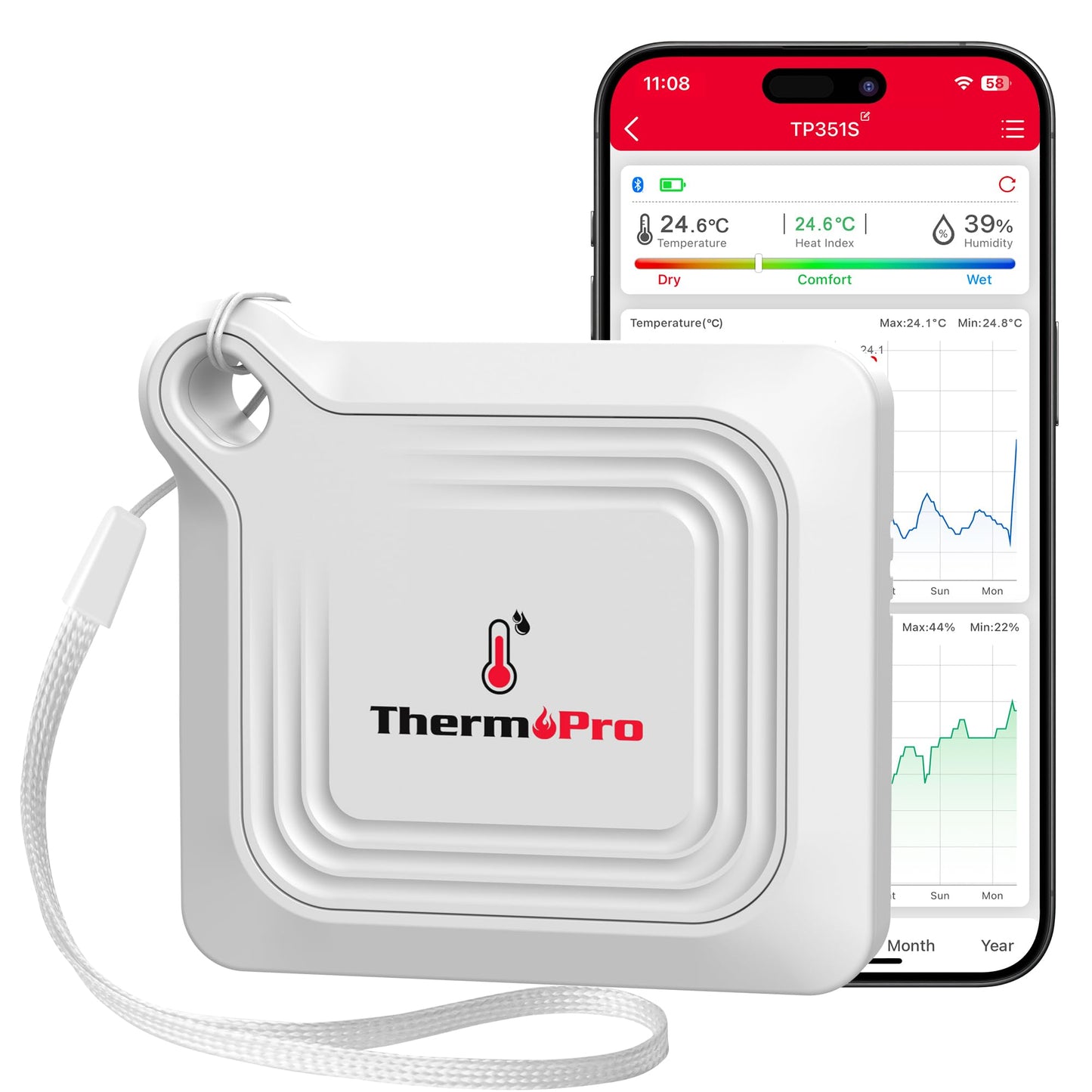 Termometru Higrometru TP351 Bluetooth ThermoPro + monitorizare 80 m