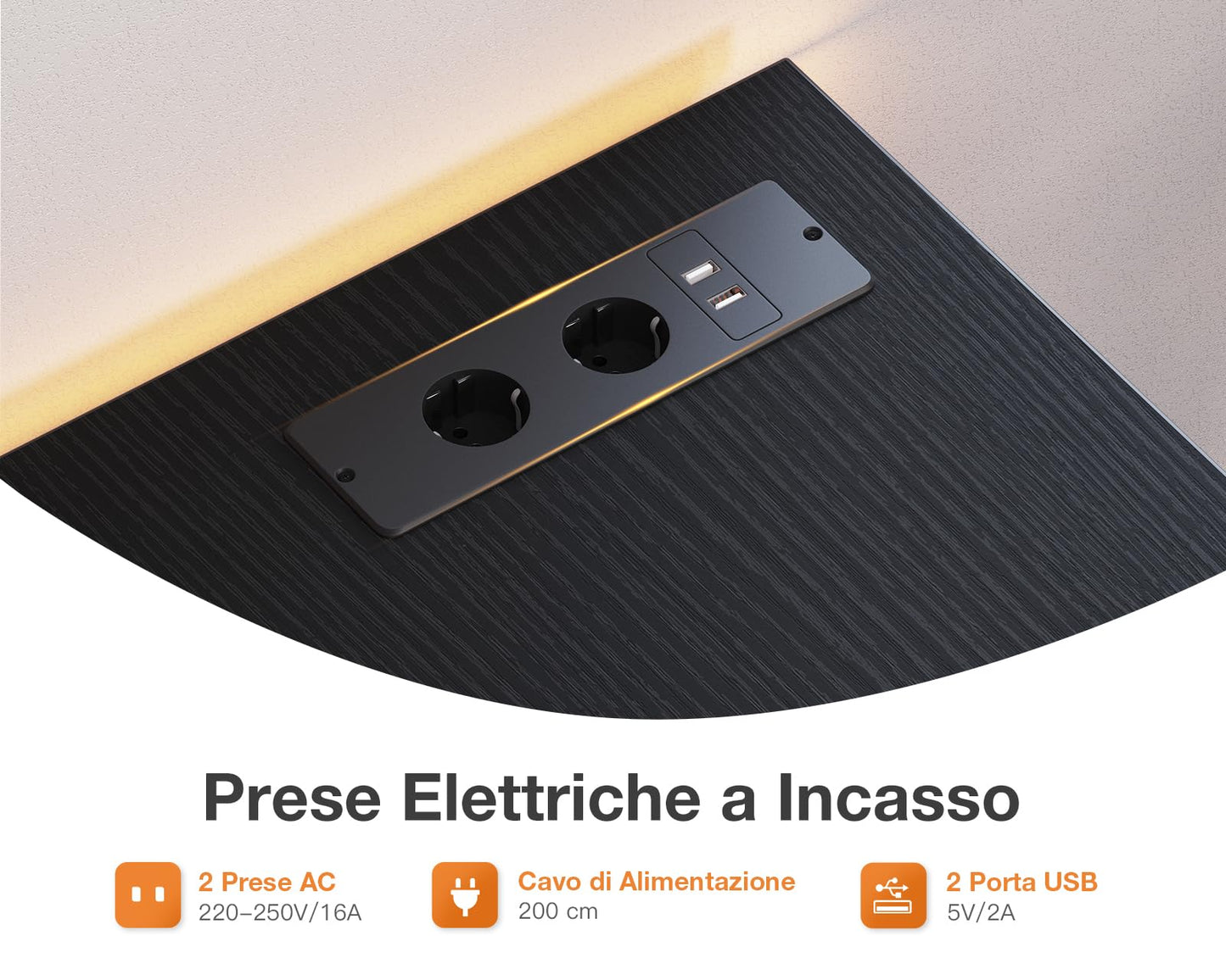 Birou Coleshome HRO-r26 120 cm cu 2 prize si 2 porturi USB