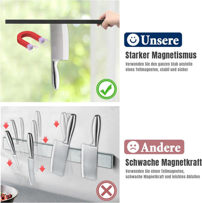 Bara magnetica pentru cutite Dmore, 59 cm, neagra, cu 4 carlige