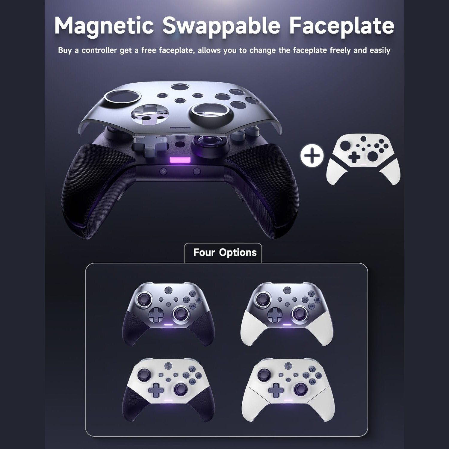 EasySMX X10 PC Controller - No Stick Drift, No Dead Zone Wireless Controller for PC, Steam and Switch - Upgraded Bluetooth controller with Four Hall Effect - include a Swappable Faceplate