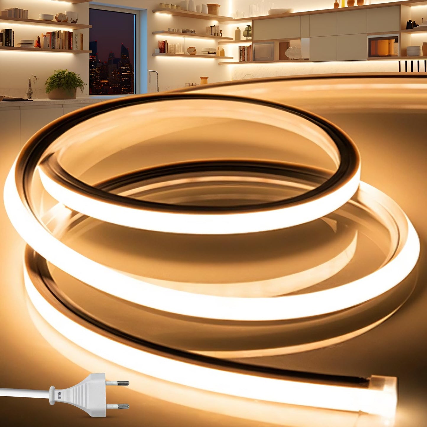 Banda LED BRIMETI 10 m RGBIC Neon IP65 cu control app si telecomanda