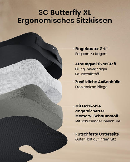 Perna sezut ProtoArc SC Butterfly Memory Foam XL ergonomica neagra
