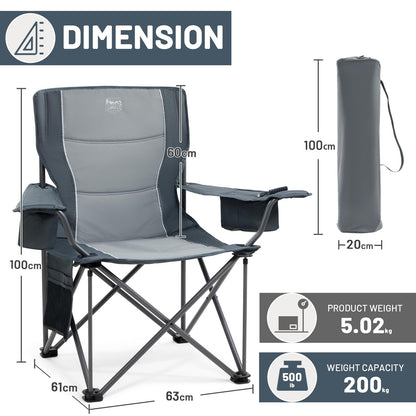 Set 2 Scaune camping TIMBER RIDGE 2 buc 200 kg sezut lat 63 cm