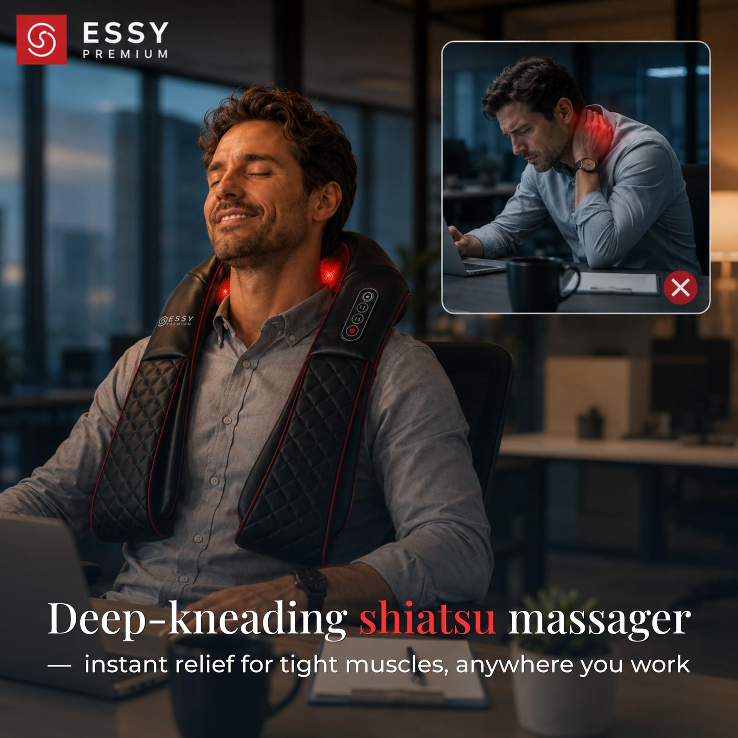 Masajer gat Essy YC-303D Shiatsu cu incalzire si 3 viteze