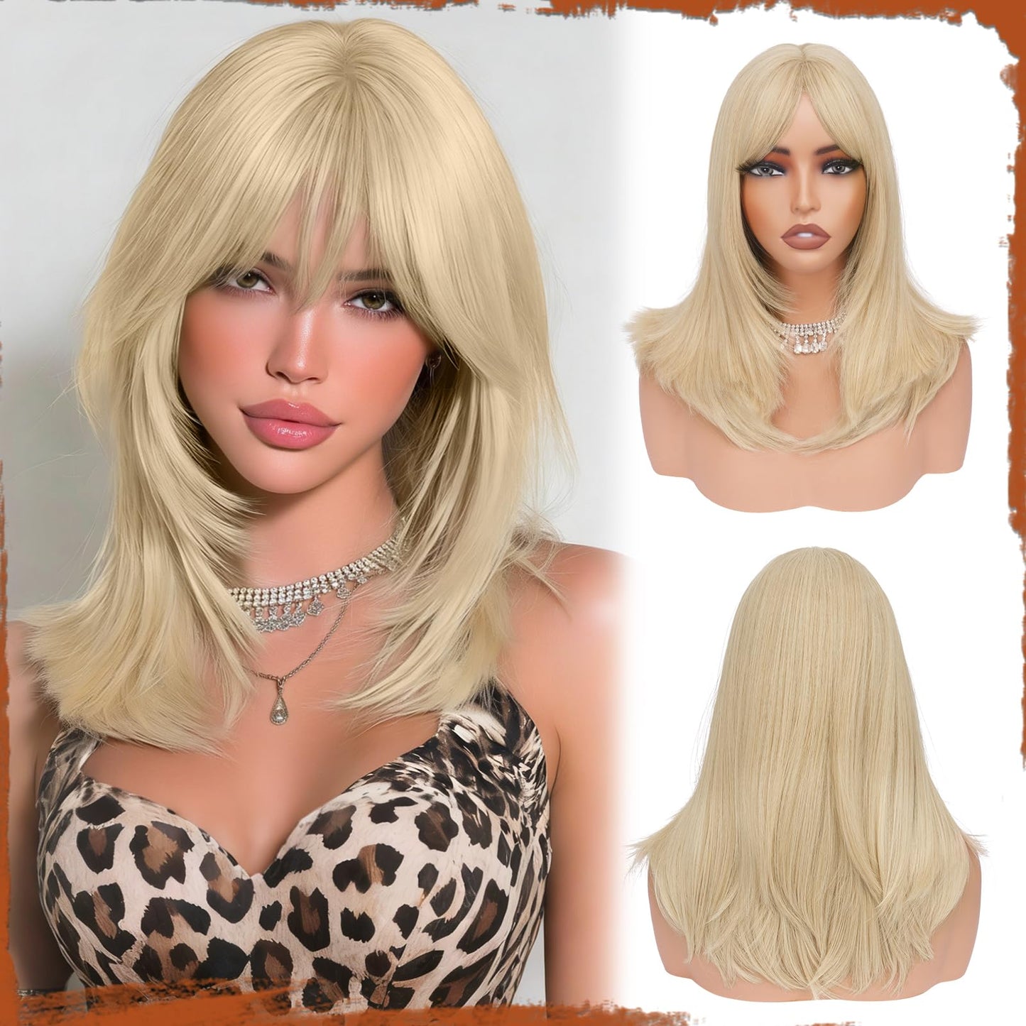 Peruca SOFEIYAN Long Straight Layered Blonde 16 Inch cu Breton