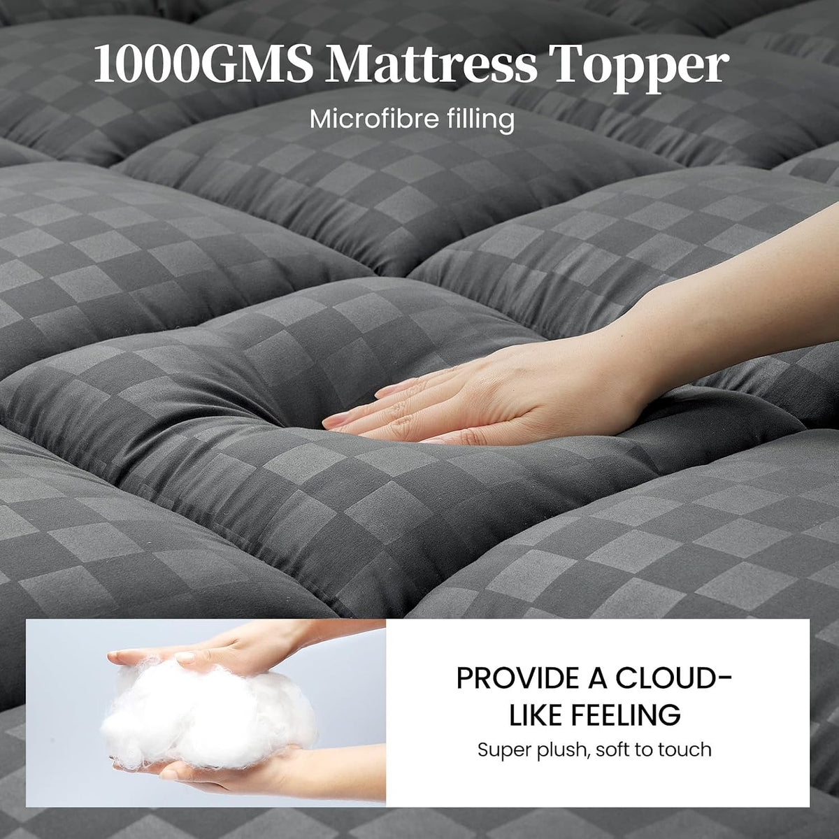 Topper pentru saltea Autsel 150 x 200 cm, 1000 g/m², hipoalergenic, gri