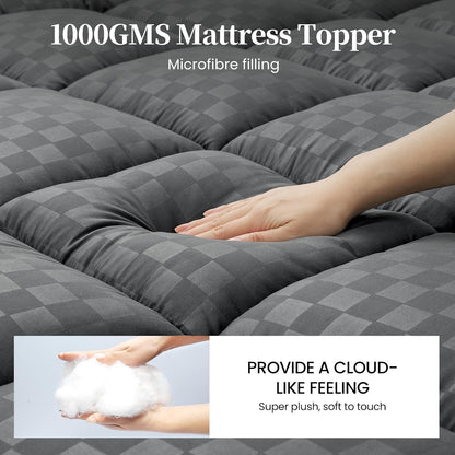 Topper pentru saltea Autsel 150 x 200 cm, 1000 g/m², hipoalergenic, gri