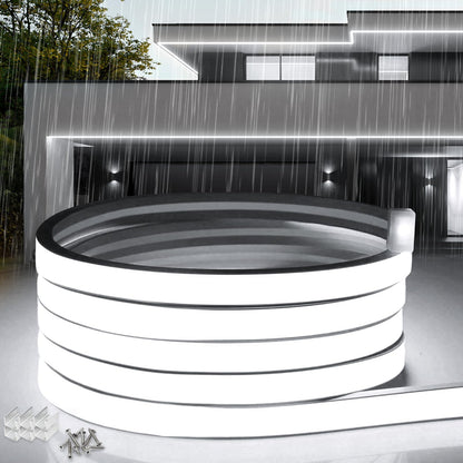 Neon LED Strip 5 m, Silicone Waterproof Fireproof IP65 LED Strip Warm White 3000 K 10 mm LED Fairy Lights Outdoor 230 V Flexible DIY Light Strip Outdoor with Power Supply for Home, Party,